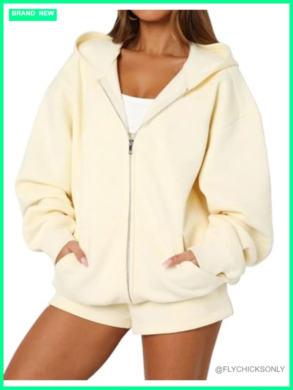 Oversized Zip Up Hoodie Womens Fleece Long Sleeve Hooded Sweatshirt Casual